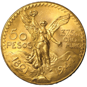 obverse side of the Mexican Centenario gold coins