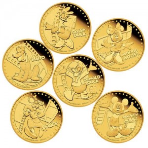 reverse sides of the Mickey & Friends Disney gold coins