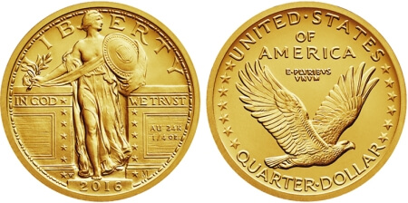 the Standing Liberty Quarter centennial gold coins