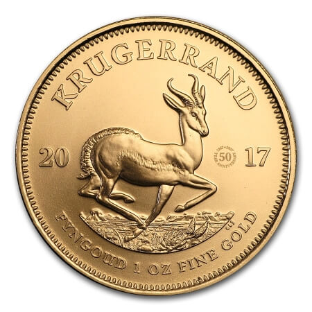 reverse side of the gold edition of the 50th Anniversary South African Krugerrands