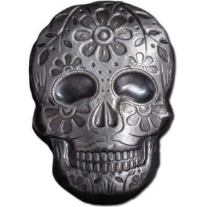 this 2 oz Day of the Dead silver skull is one of the more unusual silver gifts you could buy for this Christmas