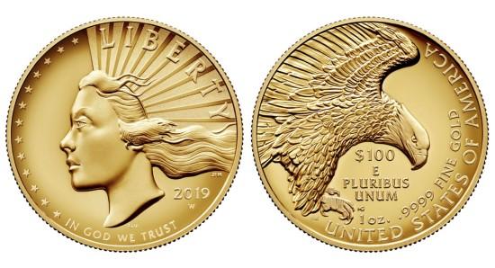 design of the 2019 American Liberty High Relief Gold Coin