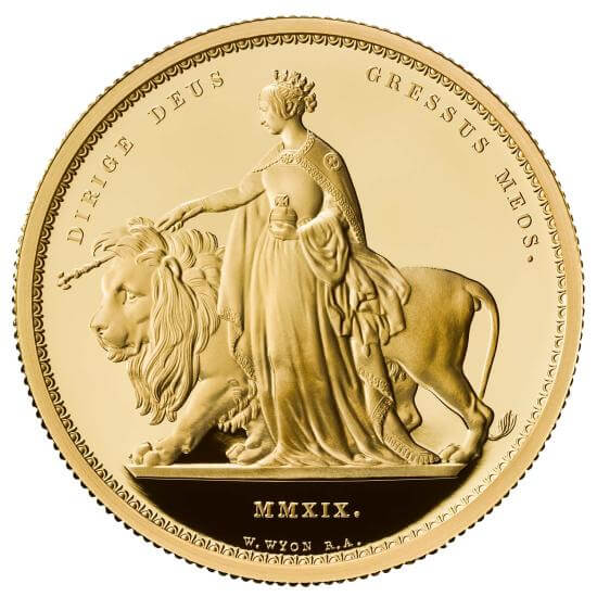this is how the famous historic design looks on the 2 oz proof Una & The Lion gold coin