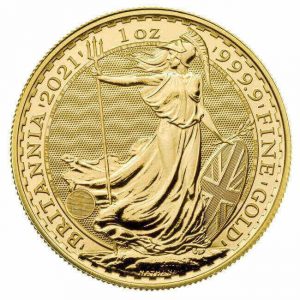 reverse side of the 2021 Gold Britannia coin with its four new coin security features