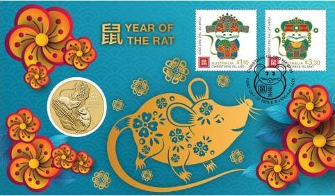 The Year of the Mouse 2020 Stamp and Coin Cover is one of the Perth Mint Stamp & Coin Covers that includes a base metal coin with the design of a bullion coin