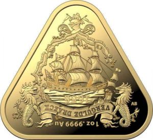 reverse side of the 2nd gold issue of the Australian Shipwreck coins