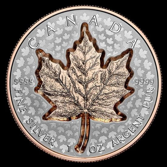 reverse side of the 2022 1 oz silver edition of the super incuse Maple Leaf coins