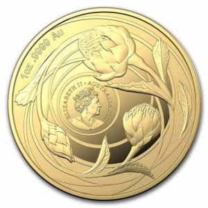 the 1st issue of the Wildflowers of Australia bullion series depicts the continent's indigenous Waratah flowers