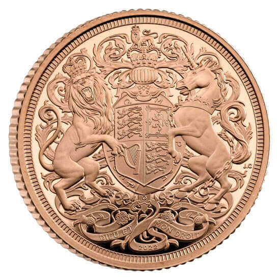 Royal Coat of Arms on the reverse side of the 2022 Queen Elizabeth Memorial Sovereign