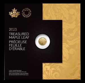 1/10 oz gold version of the 2023 Treasured Maple Leaf coins