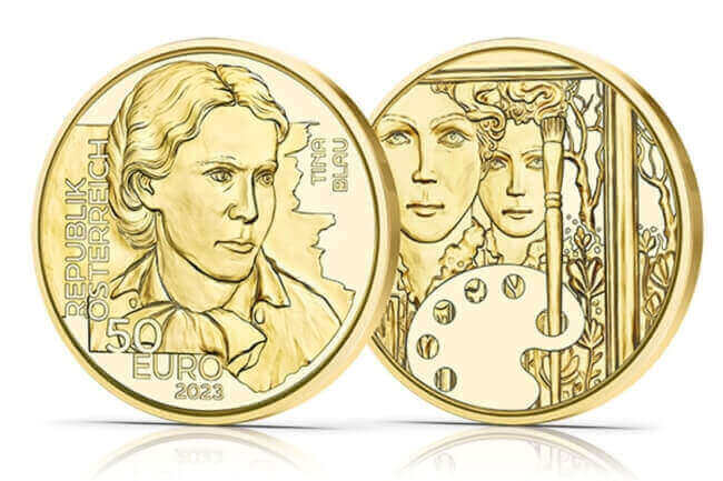 the first issue in the Austria's Unsung Heroines coin series features the painter Tina Blau