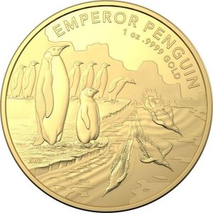 reverse side of the first issue of the 1 oz gold coins of the Australian Antarctic Territory Series