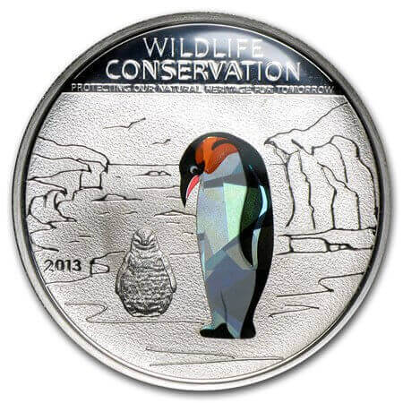 reverse side of the penguin edition of the Cook Islands Wildlife Conservation Coins