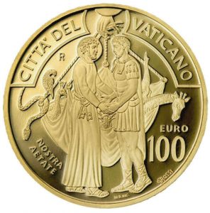 religious themes are displayed on Vatican gold coins as can be expected