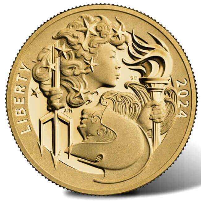 design of the 2024 Liberty & Britannia gold coin