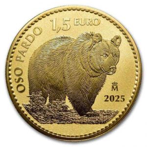 bear design on the reverse of the 2025 issue of the modern Spanish Gold Doubloon coins