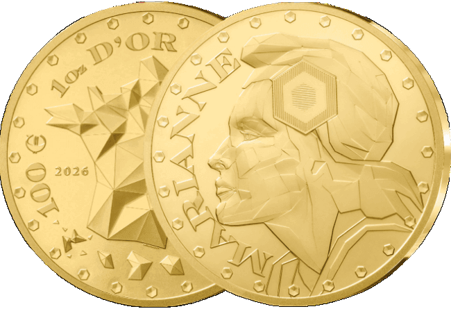 design of the new French Marianne gold coins issued by the French Mint, Monnaie de Paris