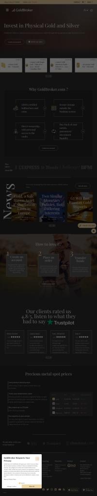 screenshot of the GoldBroker.com gold dealer website