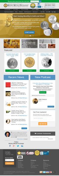 screenshot of the Money Metals Exchange gold dealer website