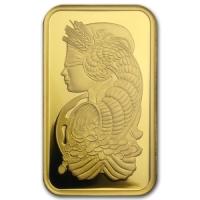 frontal view of 1 oz PAMP Suisse gold bullion bars