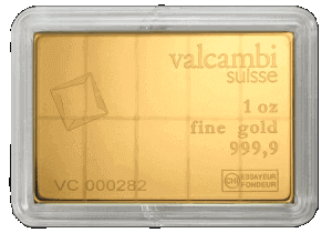 backside view of minted 1 oz Valcambi Suisse Gold CombiBars