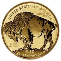 reverse side of the 2013 issue of the reverse proof 1 oz American Gold Buffalo coin