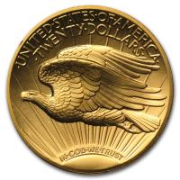 reverse side of the 2009 issue of the ultra high relief 1 oz American Double Eagle gold coin