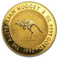 reverse side of the 2 oz Australian Nugget gold coins that were issued in 1992 with the Red Kangaroo design