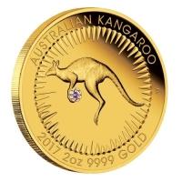 reverse side of the 2017 proof 2 oz Pink Diamond Edition of the Australian Gold Kangaroos