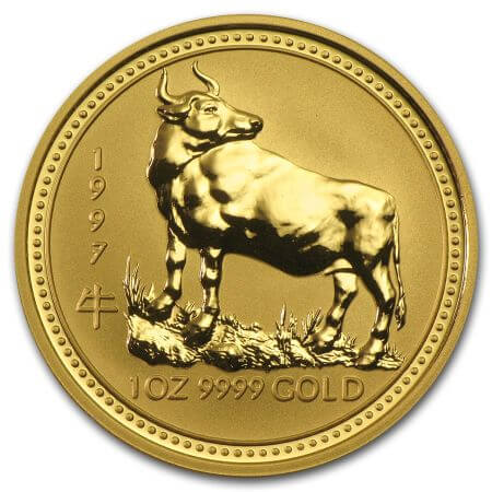 reverse side of the 1997 issue of the Australian Gold Lunar coin