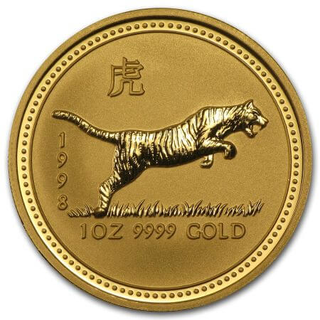 reverse side of the 1998 issue of the Perth Mint Lunar Gold coin