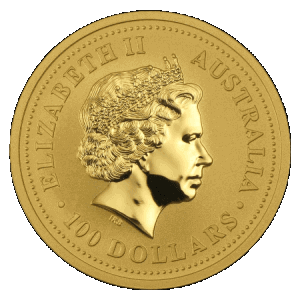 obverse side of the 2007 issue of the brilliant uncirculated Year of the Pig 1 oz Perth Mint Gold Lunar coins