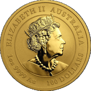 obverse side of the Year of the Mouse 2020 issue of the brilliant uncirculated 1 oz Australian Gold Lunar coins