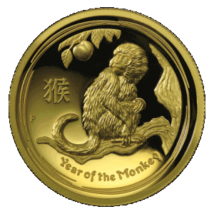 1 oz high relief proof 2016 Year of the Monkey Perth Mint Lunar Gold coin