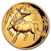 1 oz high relief proof 2021 Year of the Ox Perth Mint Lunar Gold coin