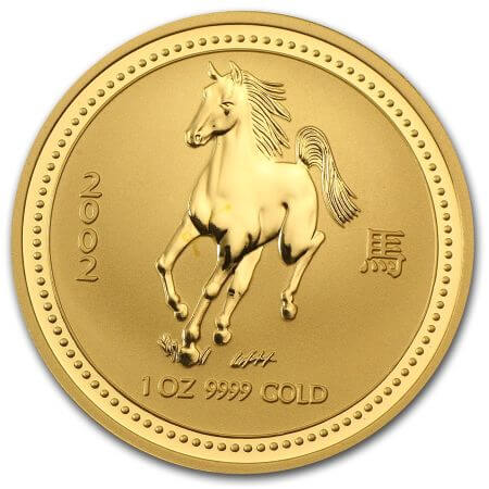 reverse side of the 2002 issue of the Australian Lunar gold coins