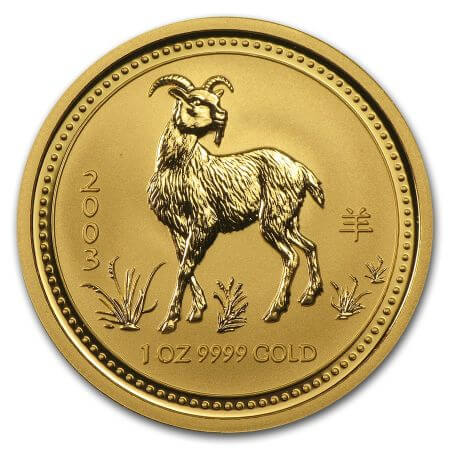 reverse side of the 2003 issue of the Australian Gold Lunar Series 1 coin