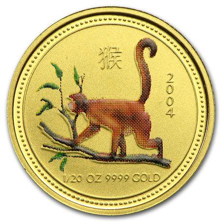 reverse side of the colorized 2004 issue of the Australian Lunar Series 1 gold coin
