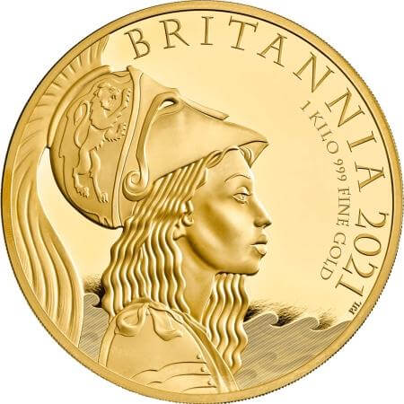 reverse side of the premium exclusive 1 kg proof issue of the Britannia gold coins