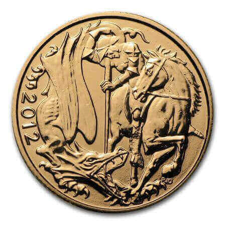 reverse side of the 2012 Diamond Jubilee issue of the Sovereign gold coins