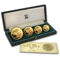 1980 4-Coin British Gold Sovereign proof Set