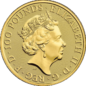 obverse side of the 2020 Year of the Rat issue of the brilliant uncirculated 1 oz British Gold Lunar coins
