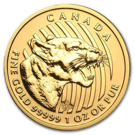 reverse side of the 2015 Canadian Call of the Wild Growling Cougar gold coin