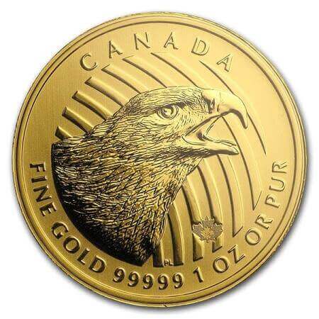 reverse side of the 2018 Canadian Call of the Wild Shrieking Golden Eagle gold coin