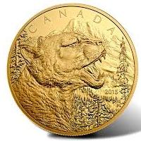 reverse side of the 2015 Growling Cougar issue of the proof 1/2 kg Gold Call of the Wild series coin