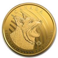 reverse side of the 2020 Bobcat issue of the brilliant uncirculated 1 oz Gold Call of the Wild series coins