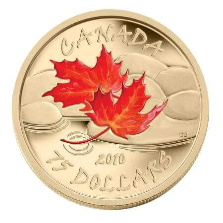 reverse side of the coin dedicated to autumn in the 14-karat 4-coin proof set that was issued in 2010