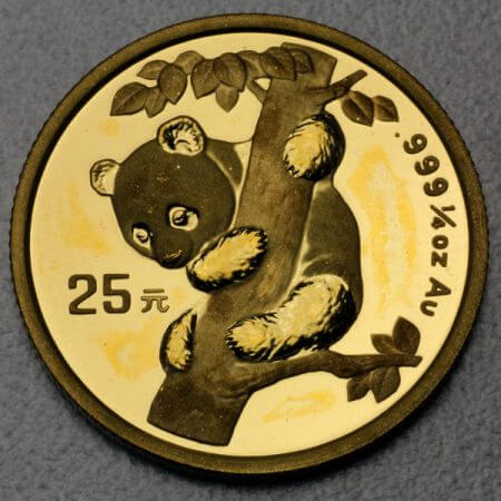 reverse side of the 1996 issue of the Chinese Gold Panda coins