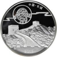 obverse side of the 2015 bimetallic issue of the 1 kg silver + 1/10 oz gold commemorative proof Moon Festival Chinese Panda coins