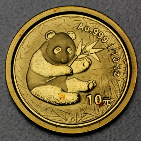 reverse side of the 2000 issue of the Gold Chinese Pandas